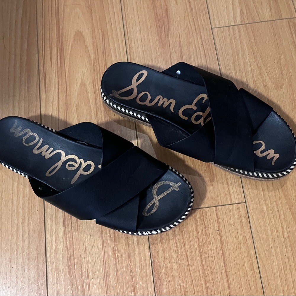 Sam Edelman Black Slide Sandals with Espadrille Sole
